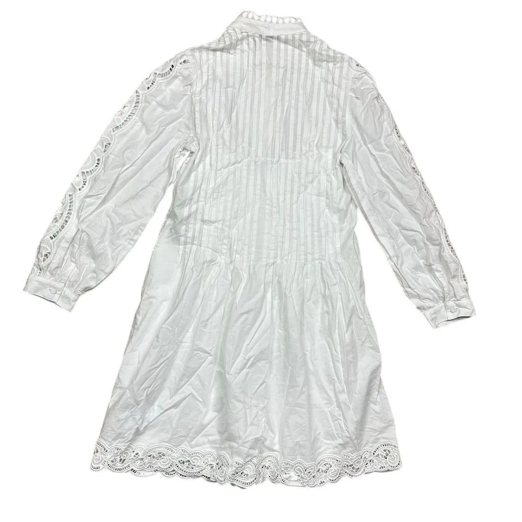 NWT Madewell Women's White Eyelet Pintucked Mini Dress Size XS Boho Preppy - Image 7