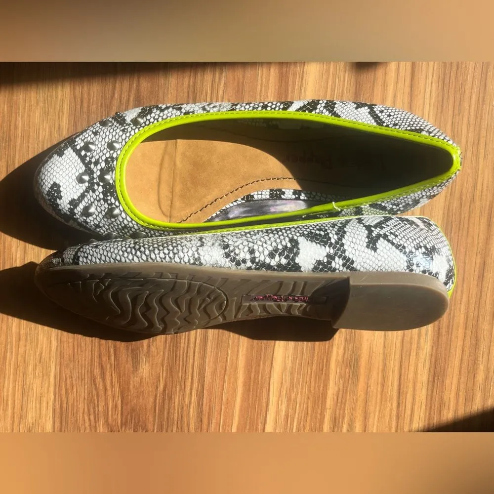 Pink And Pepper Flats Snake Print Lime Green Studded Size 7 - Image 12