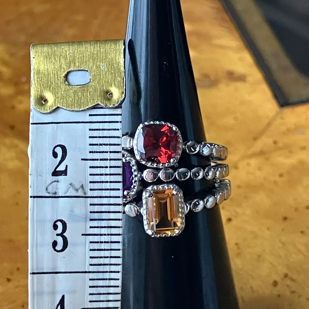 Multi Gemstone Stackable Ring Set Size 6 Purple - Image 8