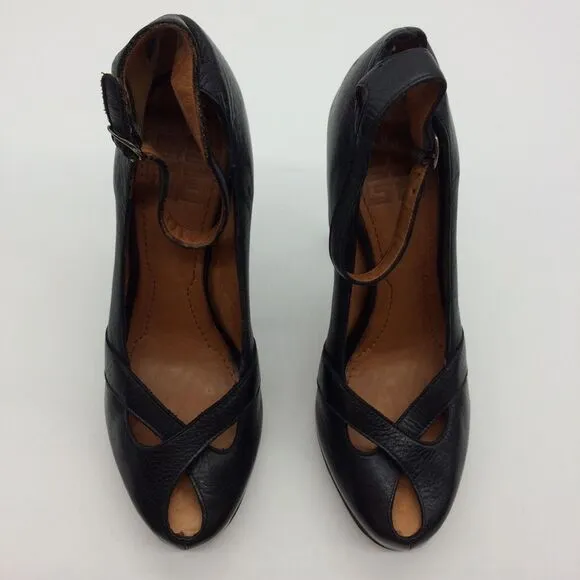 Givenchy Peep Toe Hidden Platform High Heel/Ankle Strap Pump in Black Leather - Image 2