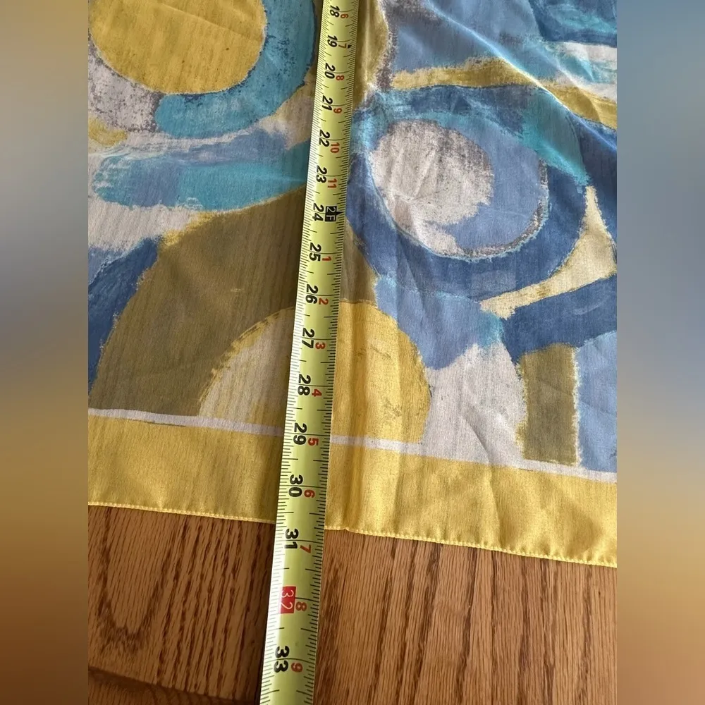 Made In Italy Abstract Tie Rack Scarf Vibrant Bright Yellow Colors 31” Square - Image 5