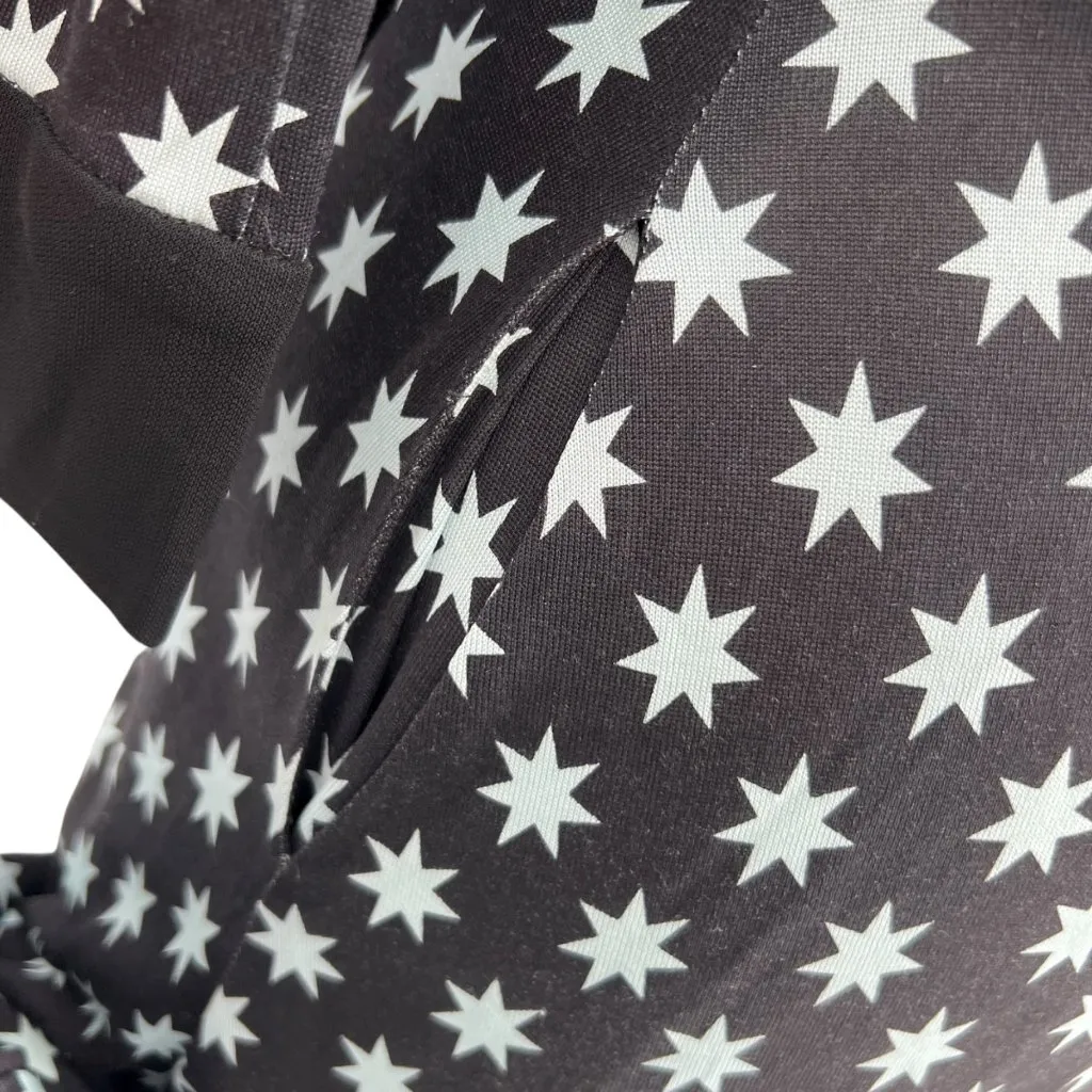 Diane Von Furstenberg Taurus Star Print Silk Wrap Dress Black Pale Blue Size 6 - Image 9