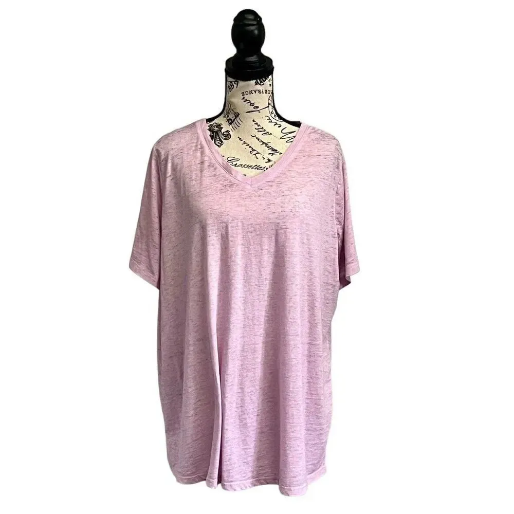 Cato Women’s Soft Purple Knit Semi-Sheer Tunic Tee 18/20W Relaxed Fit Beach - Image 2