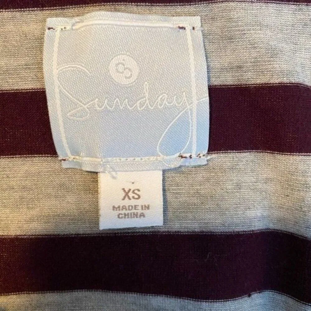 Sunday Grey Burgundy Striped‎ Long Sleeved Shirt Size X Small Purple - Image 5