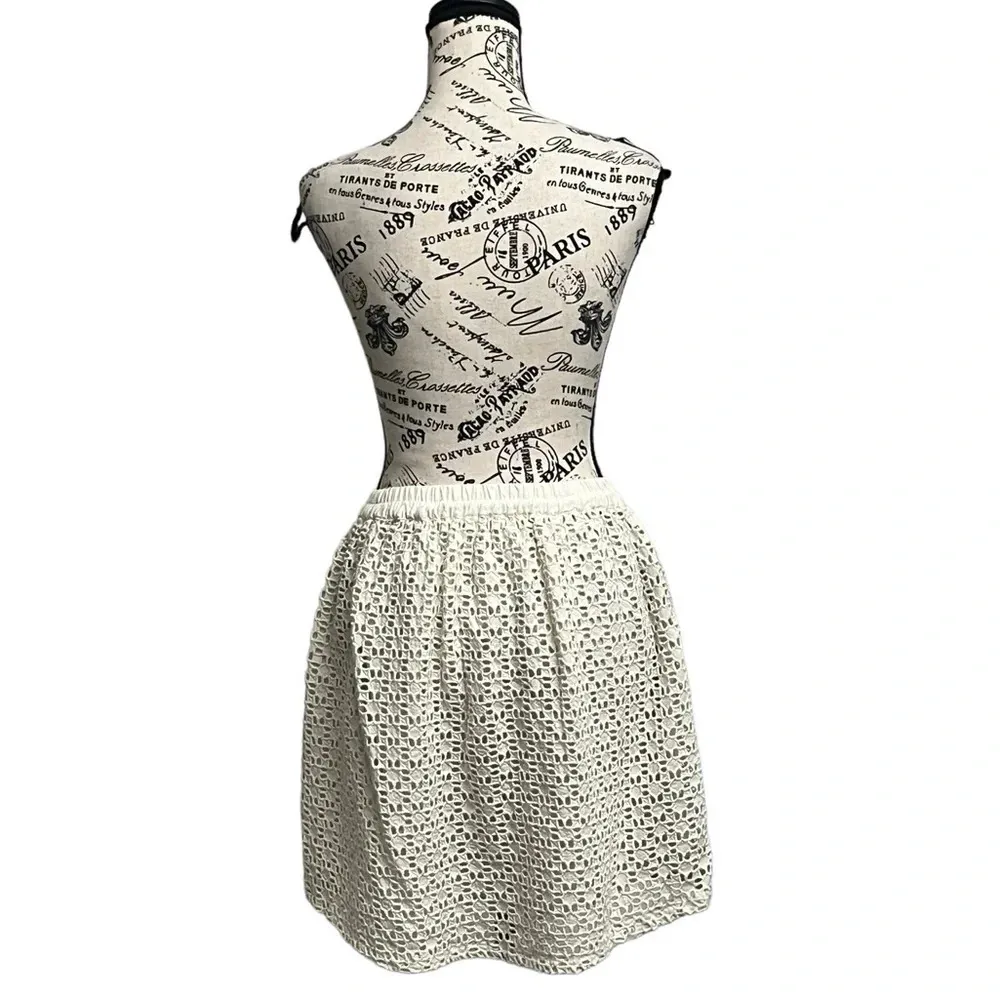 Lucky Brand Beige Eyelet Mini Skirt Women’s S – Crochet Boho Beach Festival Prep - Image 5