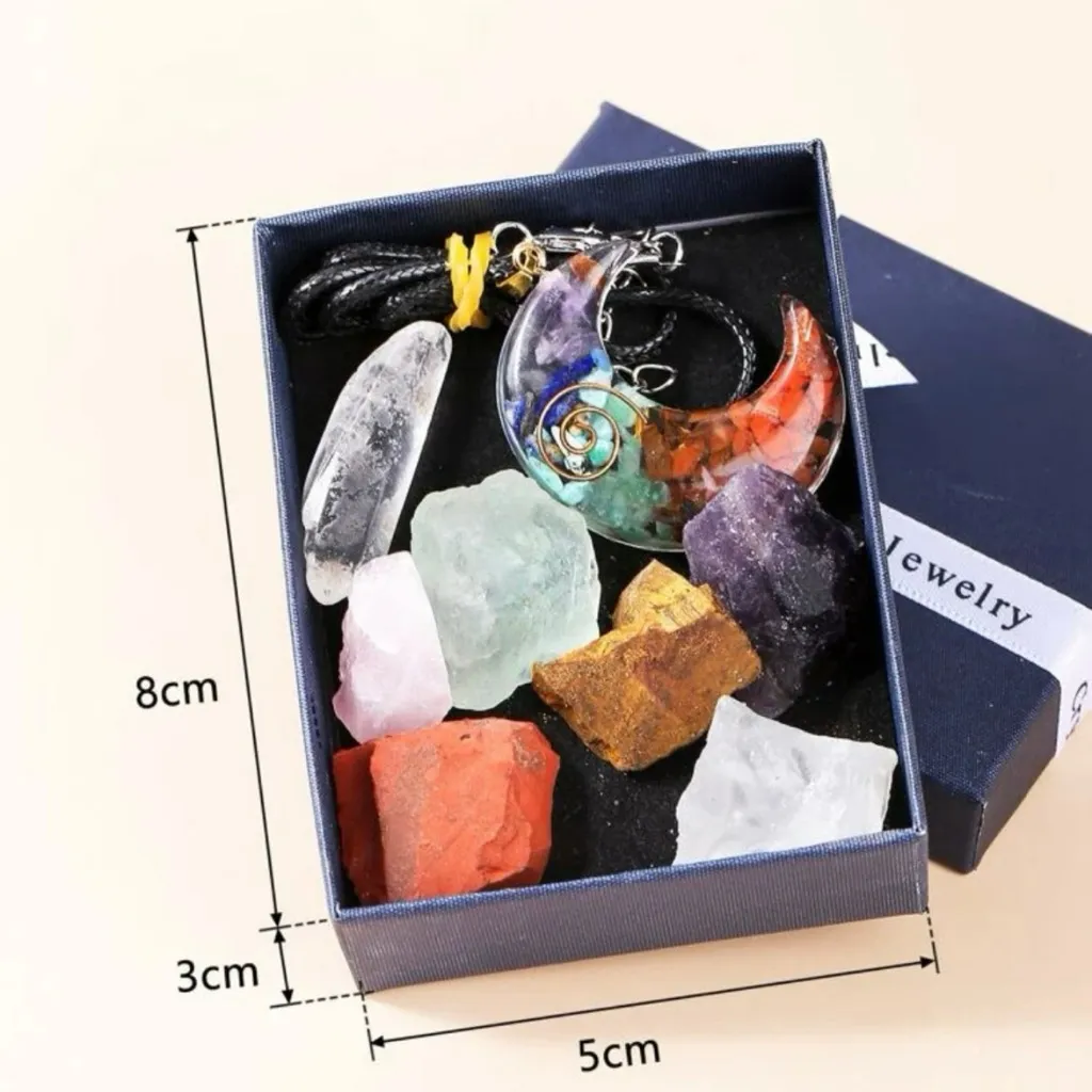 Chakra stone necklace and Crystals Stones Set Purple - Image 5