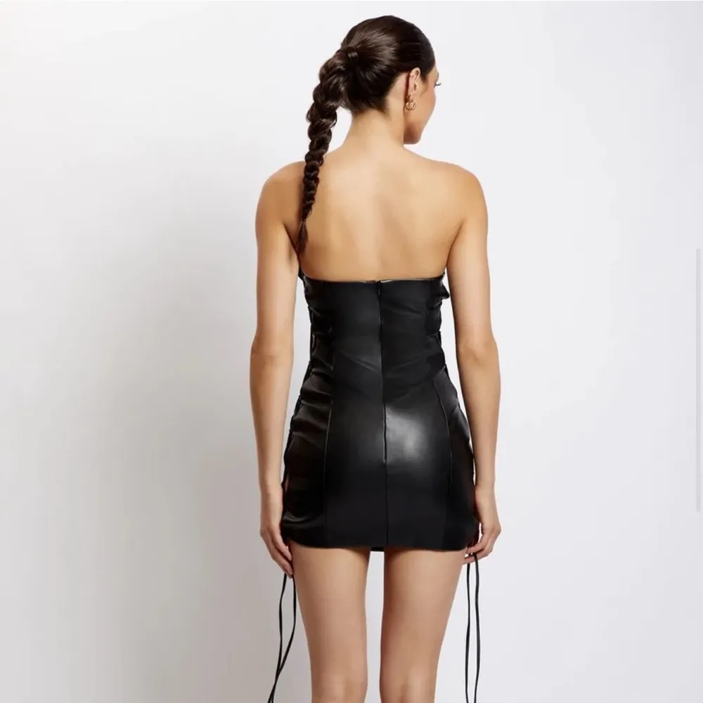 NEW meshki leona faux leather lace up mini dress - Image 5