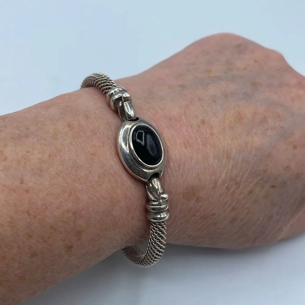 Joesph Esposito signature sign sterling mesh black onyx bracelet. Silver - Image 5