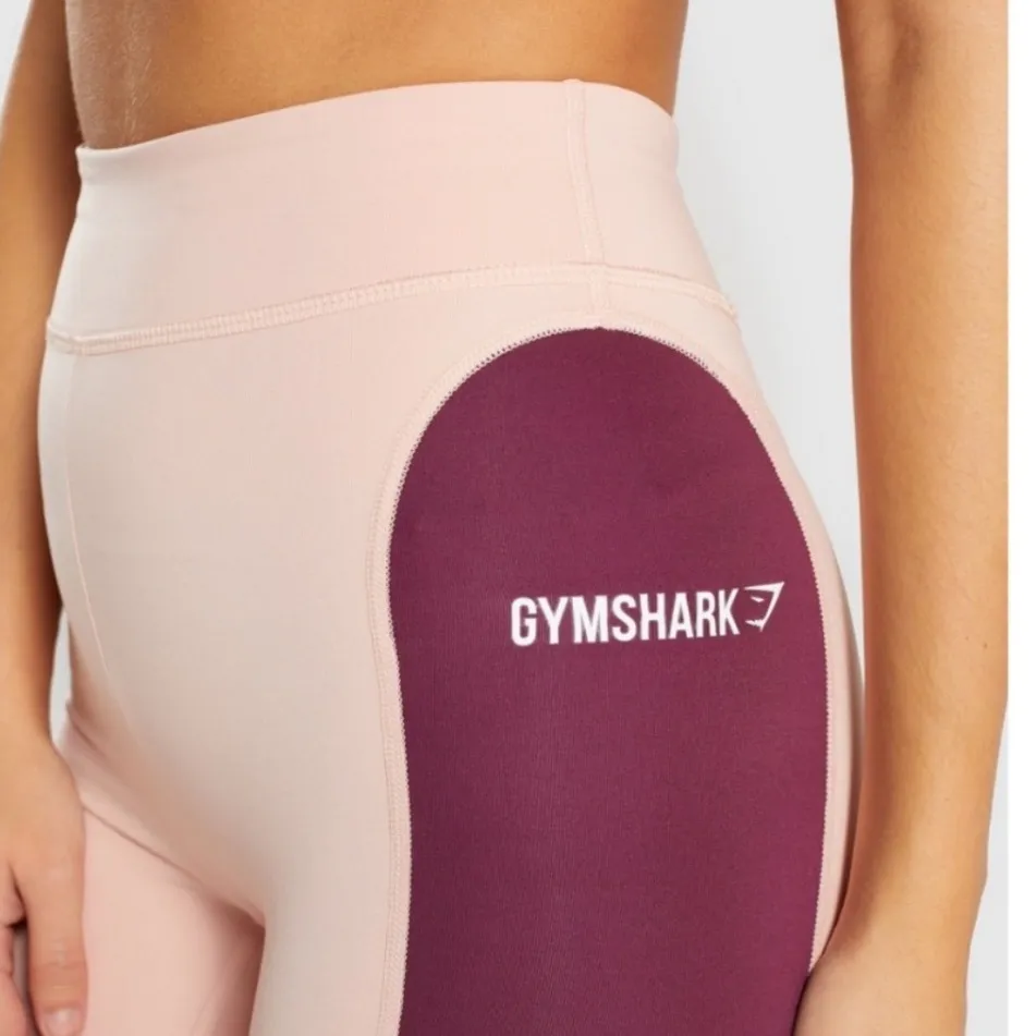 GYMSHARK | Women's Illusion Pink Gray Colorblock High Waisted Leggings - Image 4