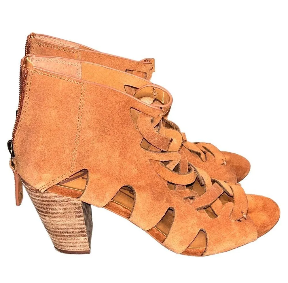 Zodiac Cognac Suede Camila Women’s Cut Out Open Toe Booties - Image 5