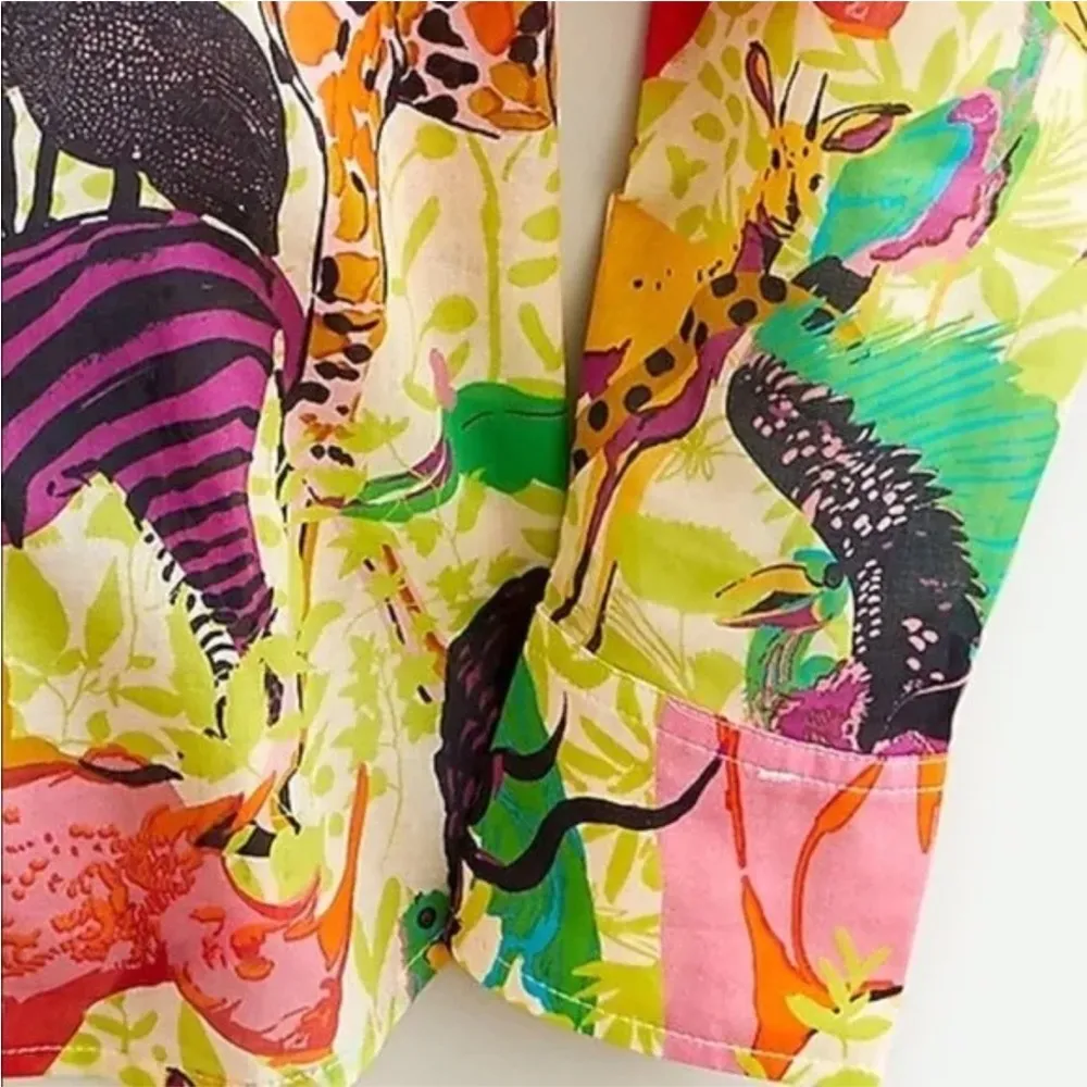 J.Crew Classic Popover Top in Ratti Safari Print size 00 - Image 5