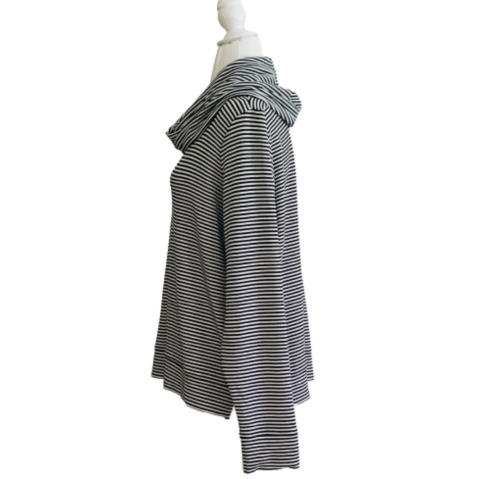 Lauren Ralph Lauren Top Sweater Black White Stripe Loose Cowl Neck XL - Image 4