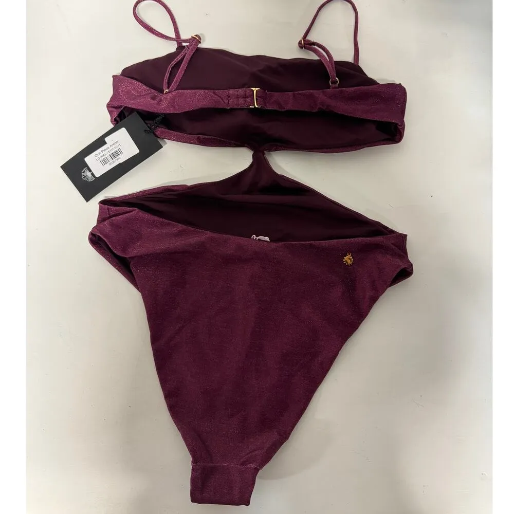 NWT The Garzetta Arena Side Cutout One Piece Bikini Burgundy Women's Size Large - Image 5
