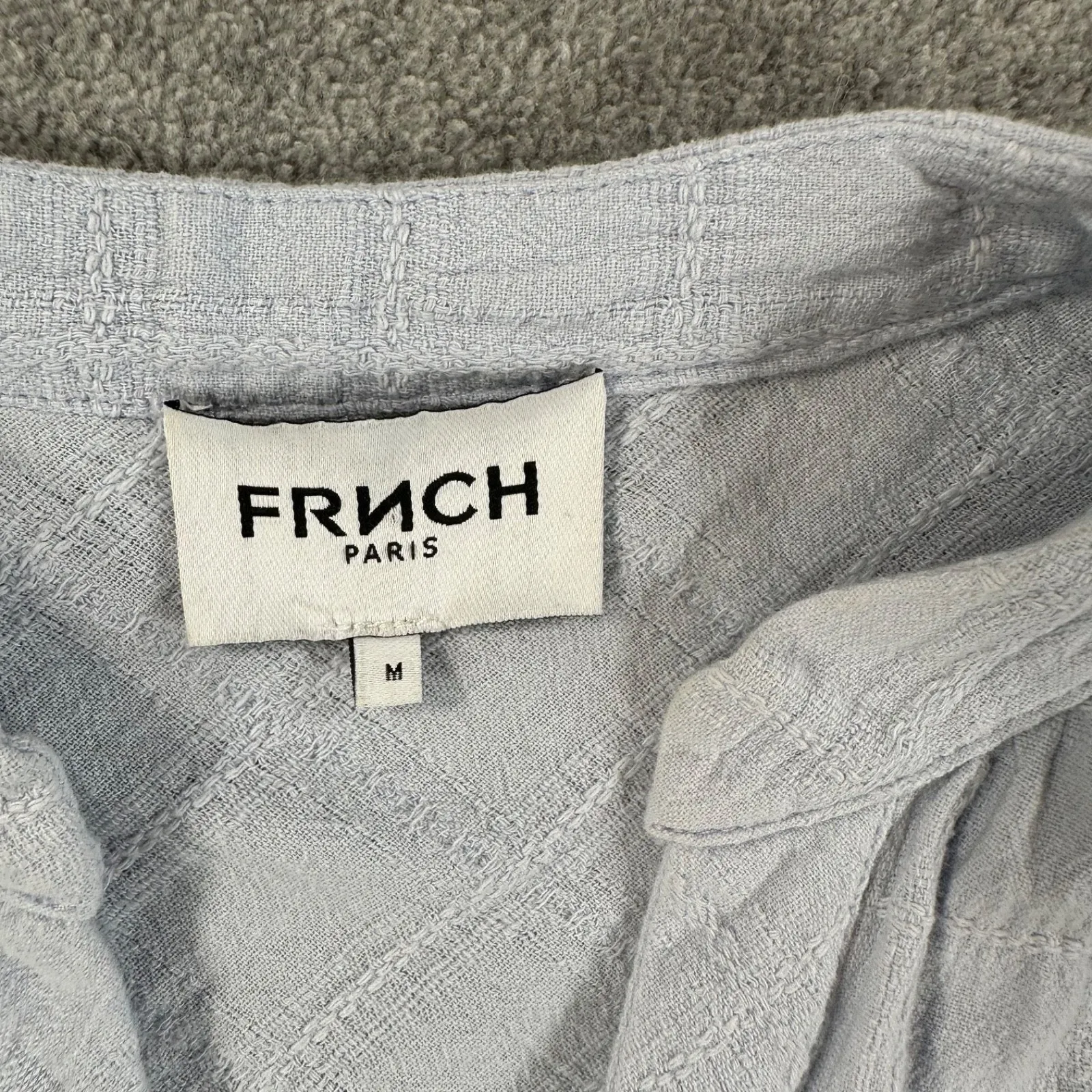 FRNCH June Short Sleeve Double Pocket Shirt Women's Medium Light Blue Cotton - Image 3