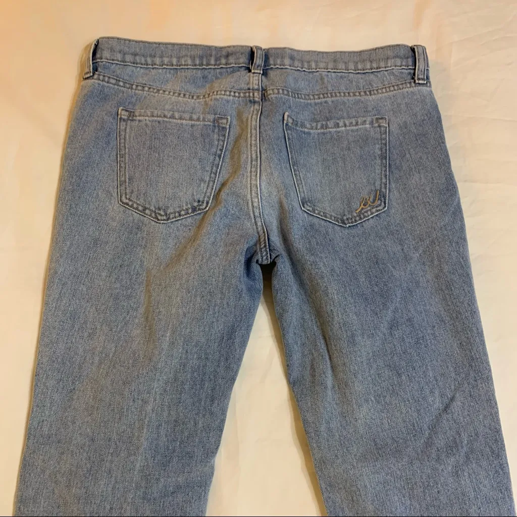 Express Jeans Cropped Girlfriend Fit Acid Wash Distressed Denim Jeans 8 - Image 8