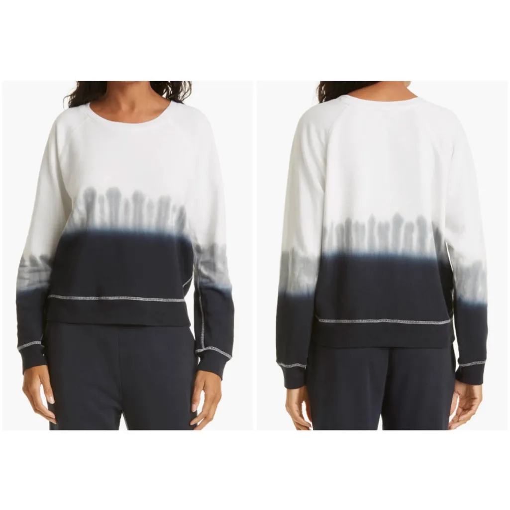 Rails‎ Theo Charcoal Dip Dye Sweatshirt Womens Size Large Black White NEW *FLAW - Image 2