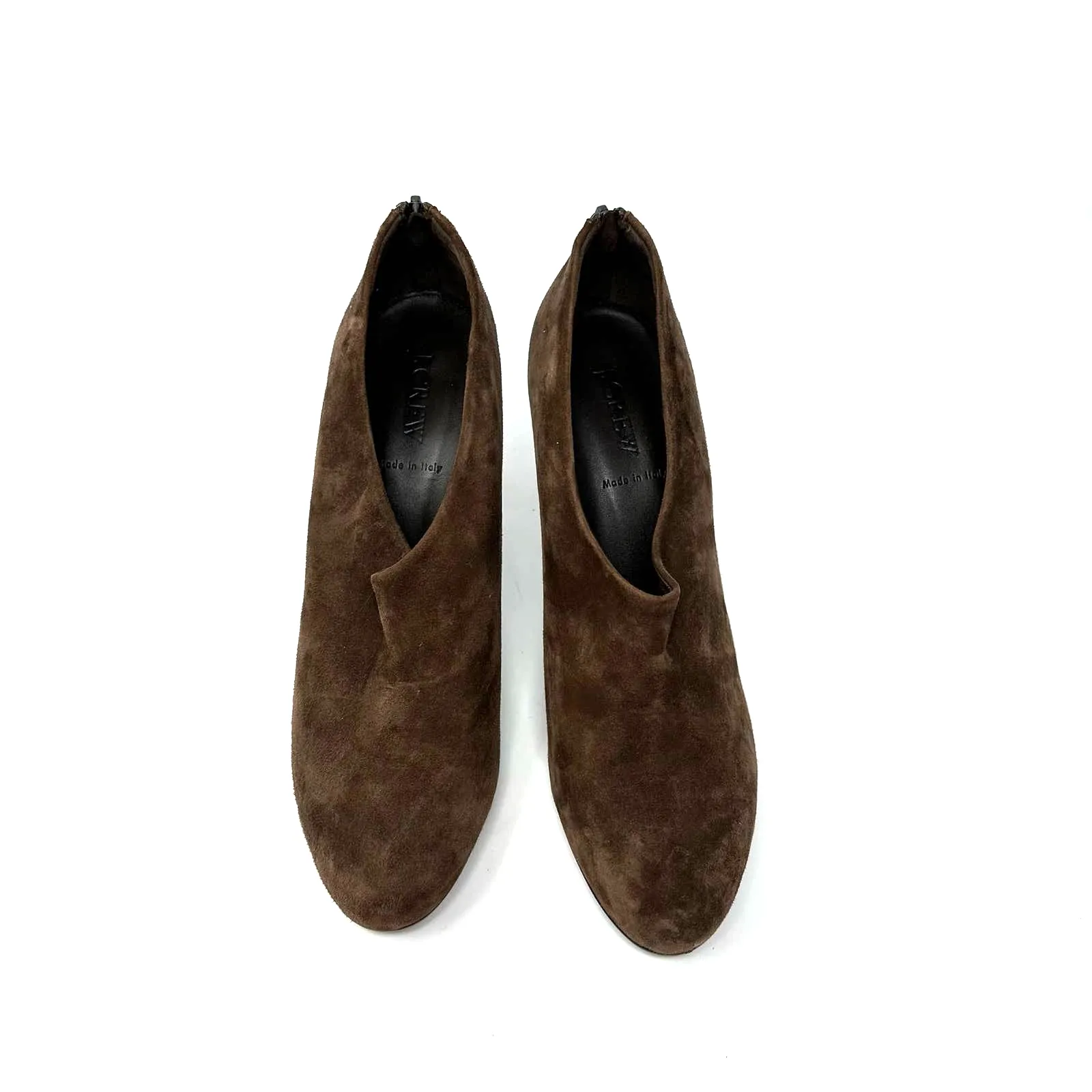 J. Crew size 9.5 heeled booties brown suede leather made‎ in italy 28668 - Image 2