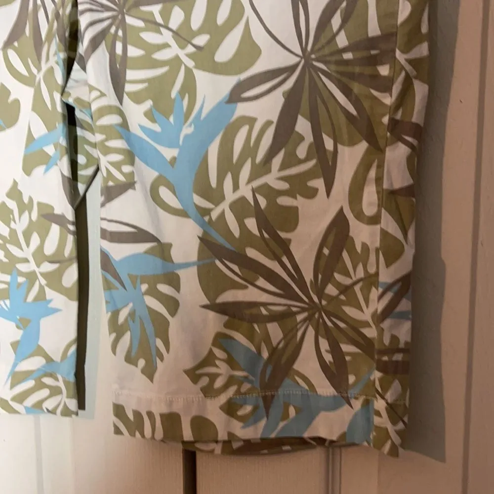 French Cuff Tropical Print Bermuda Shorts 12P Green - Image 5