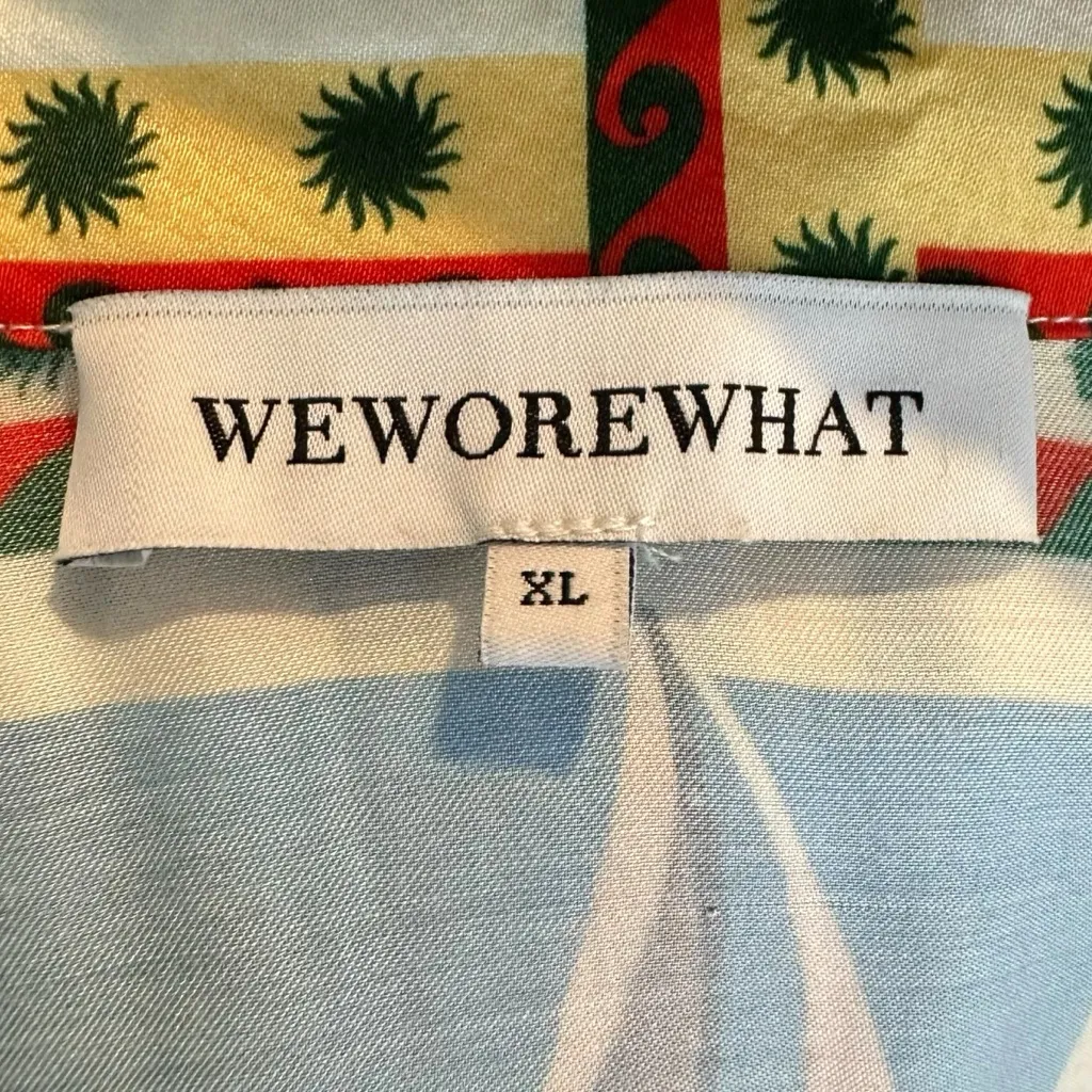 WeWoreWhat XL Art to Wear Coastal Beach Scene Souvenir Oversized Silky Dad Shirt - Image 8