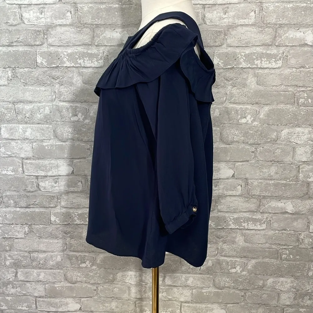 Anthropologie Maeve Brearly Cold Shoulder
Ruffle Top - Image 4