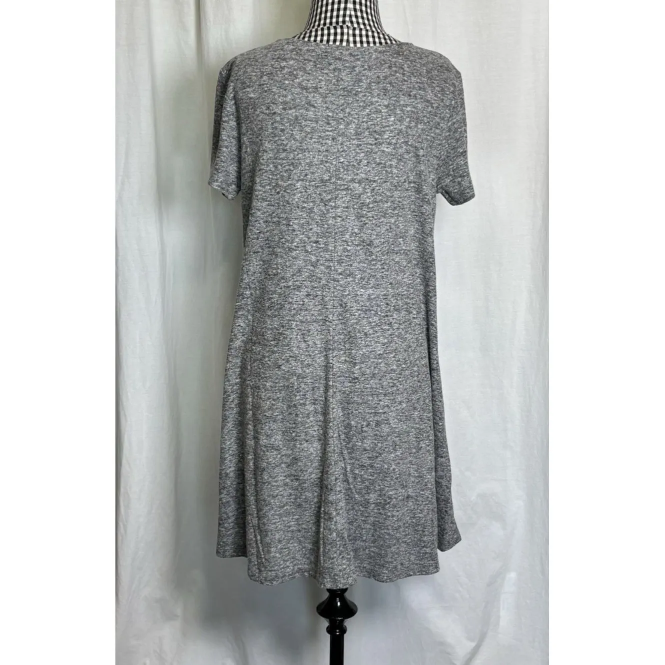Old Navy Women’s Medium Heather Gray Linen Blend Knit Swing Dress Short Sleeve - Image 2