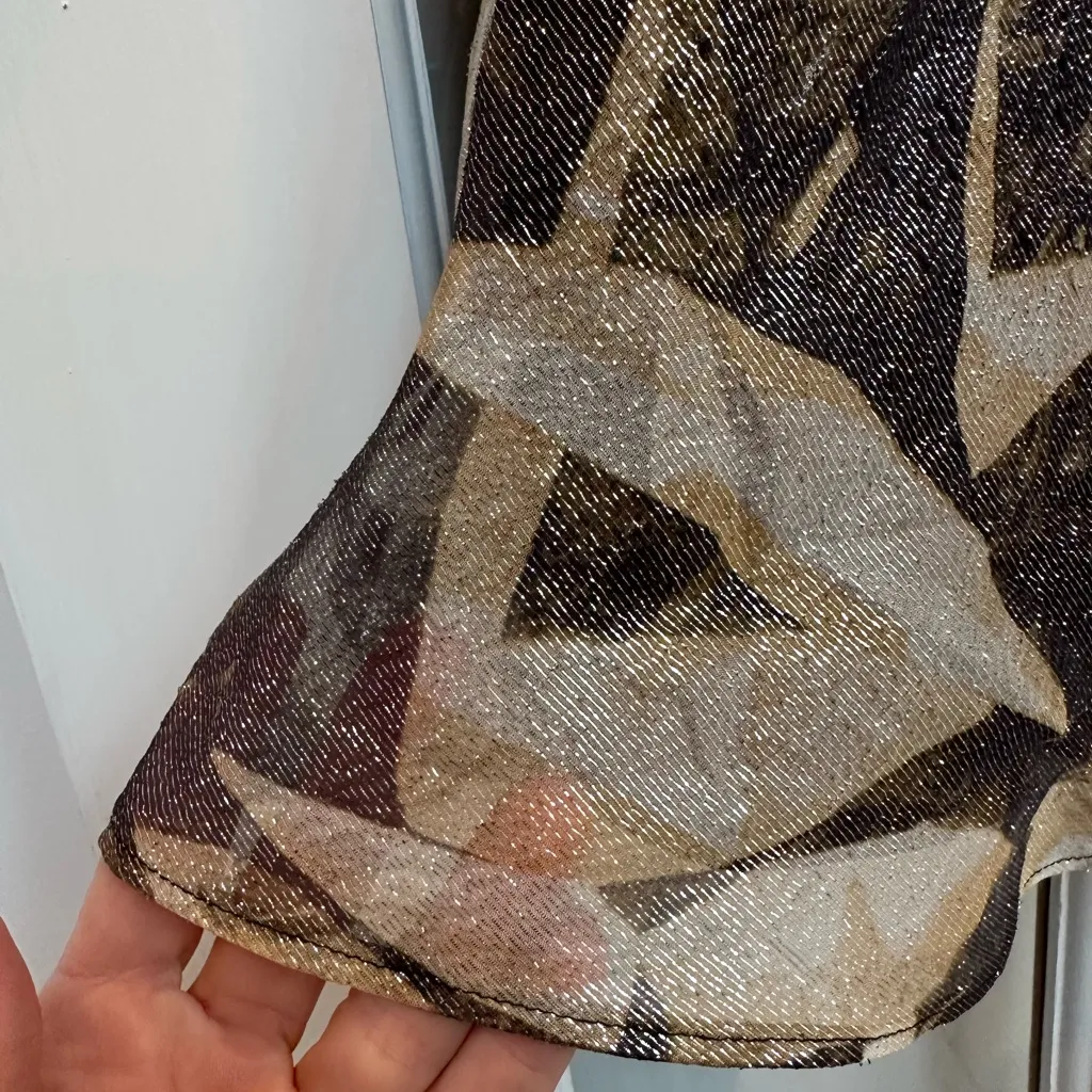 Vintage Banana Republic Y2K A-Line Skirt Metallic Shimmer Silk Size 2 XS - Image 7