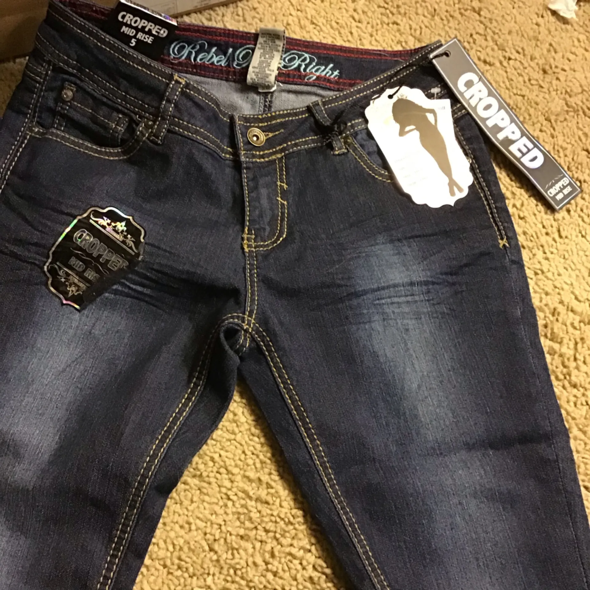 Rebel by a rights crop hem with bold stitching Blue Size undefined - Image 2