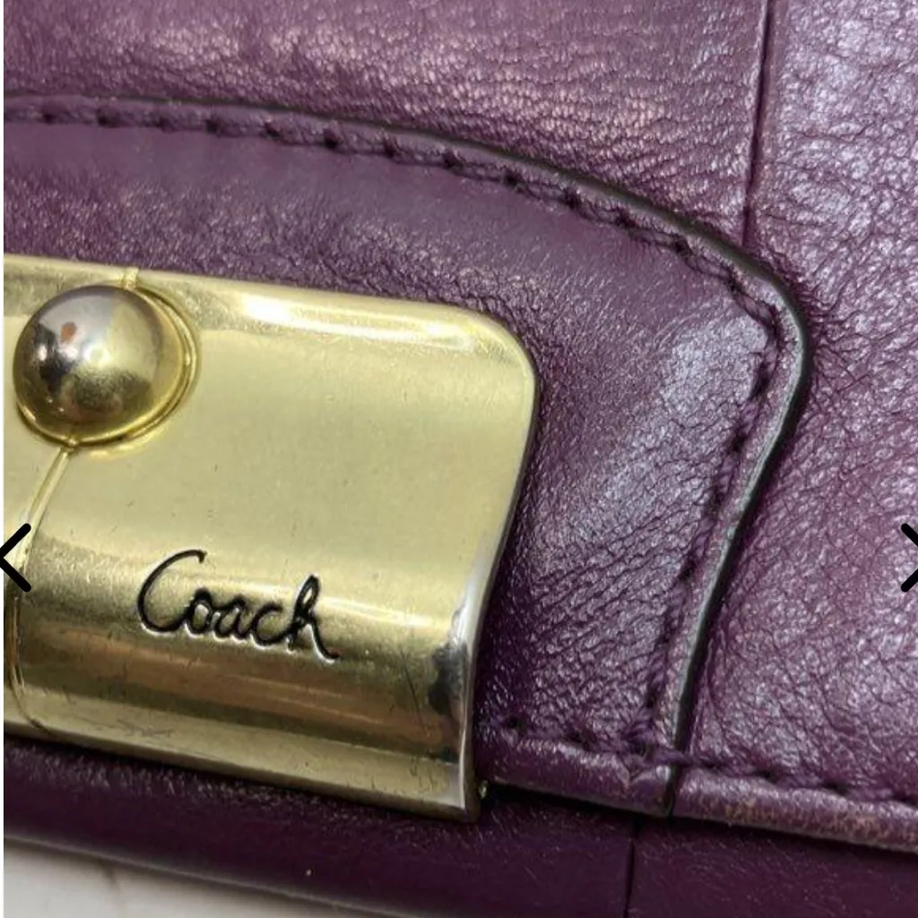 Coach Cranberry Purple Solid Kristin Trifold  Leather Wallet - Image 10