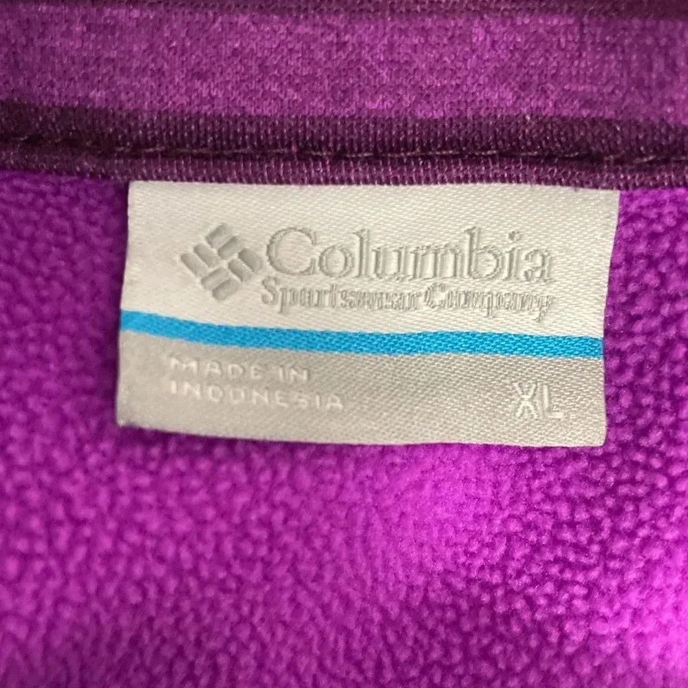 Columbia women’s sweatshirt lightweight fleece lined purple magenta stripes XL - Image 6