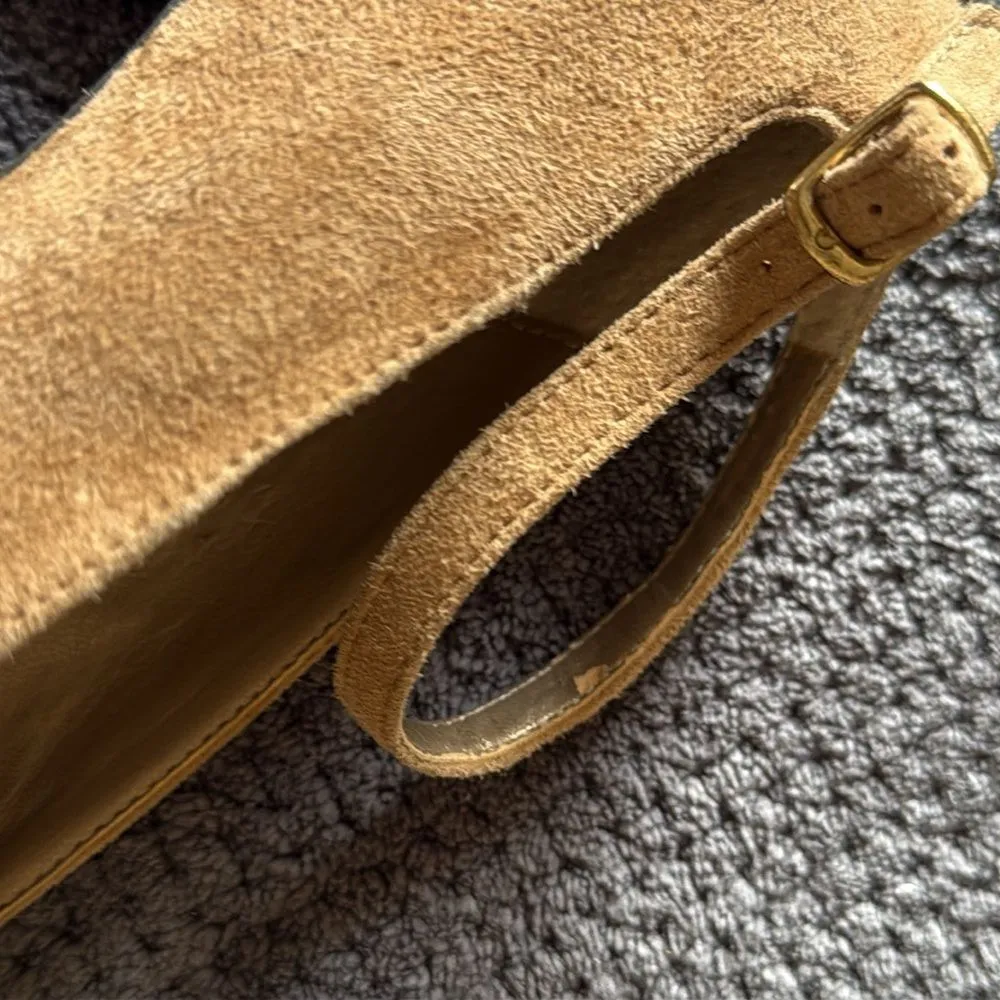 Adrienne Vittadini Camel Suede Pointed Toe Ankle‎ Strap Heels Size 7 High Heel - Image 4