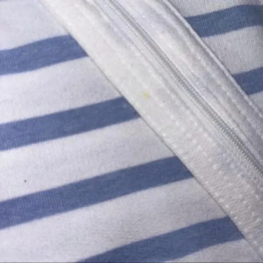 Karen Scott 3/4 Sleeve Light Blue Striped Full Zip Jacket - Image 5