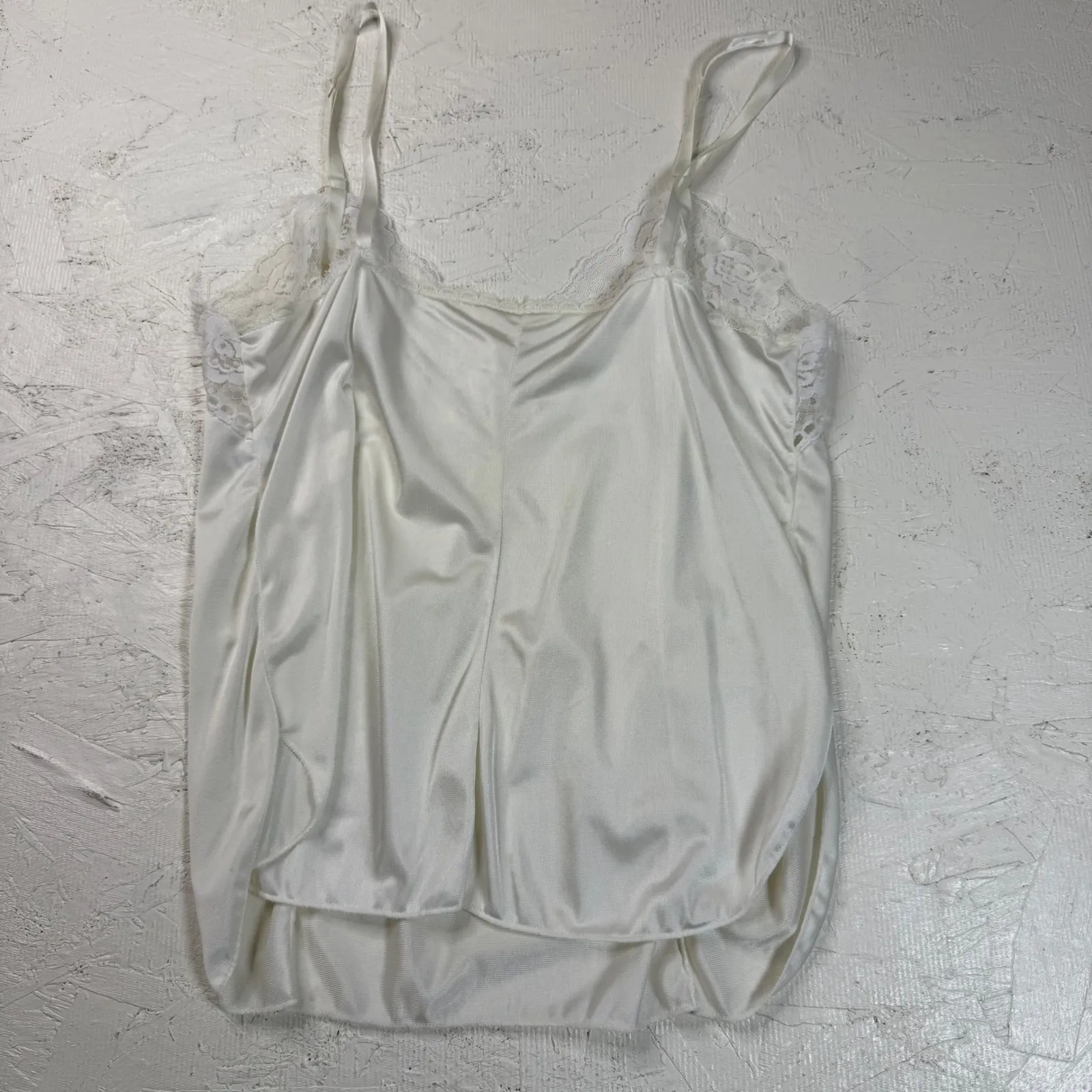 Vintage Kayser White Nylon Lace Trimmed Slip Dress Size 36 Made‎ in USA - Image 3