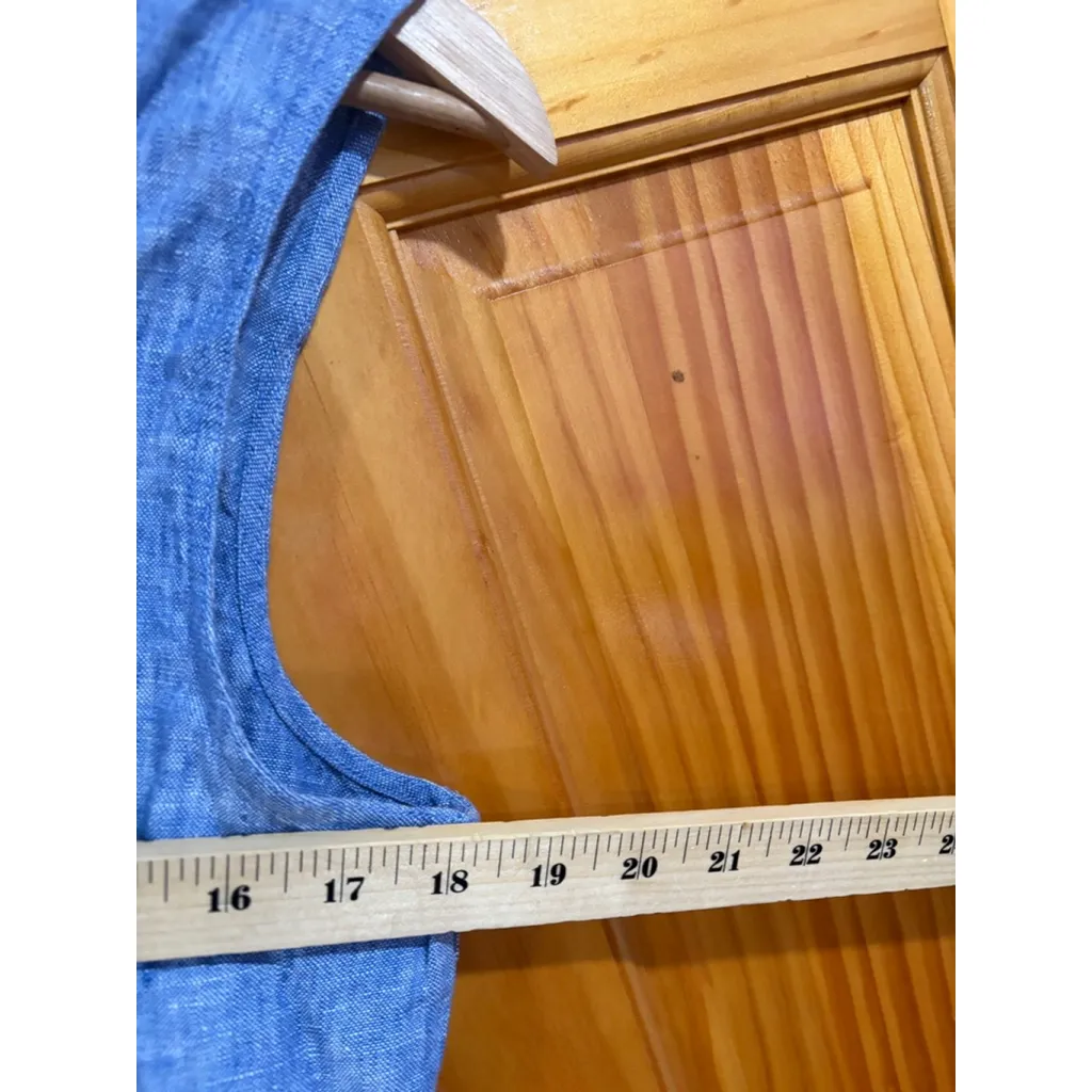 Polo Ralph Lauren Linen Midi Dress Blue Sleeveless Ruffle Hem Size Medium NWOT - Image 9