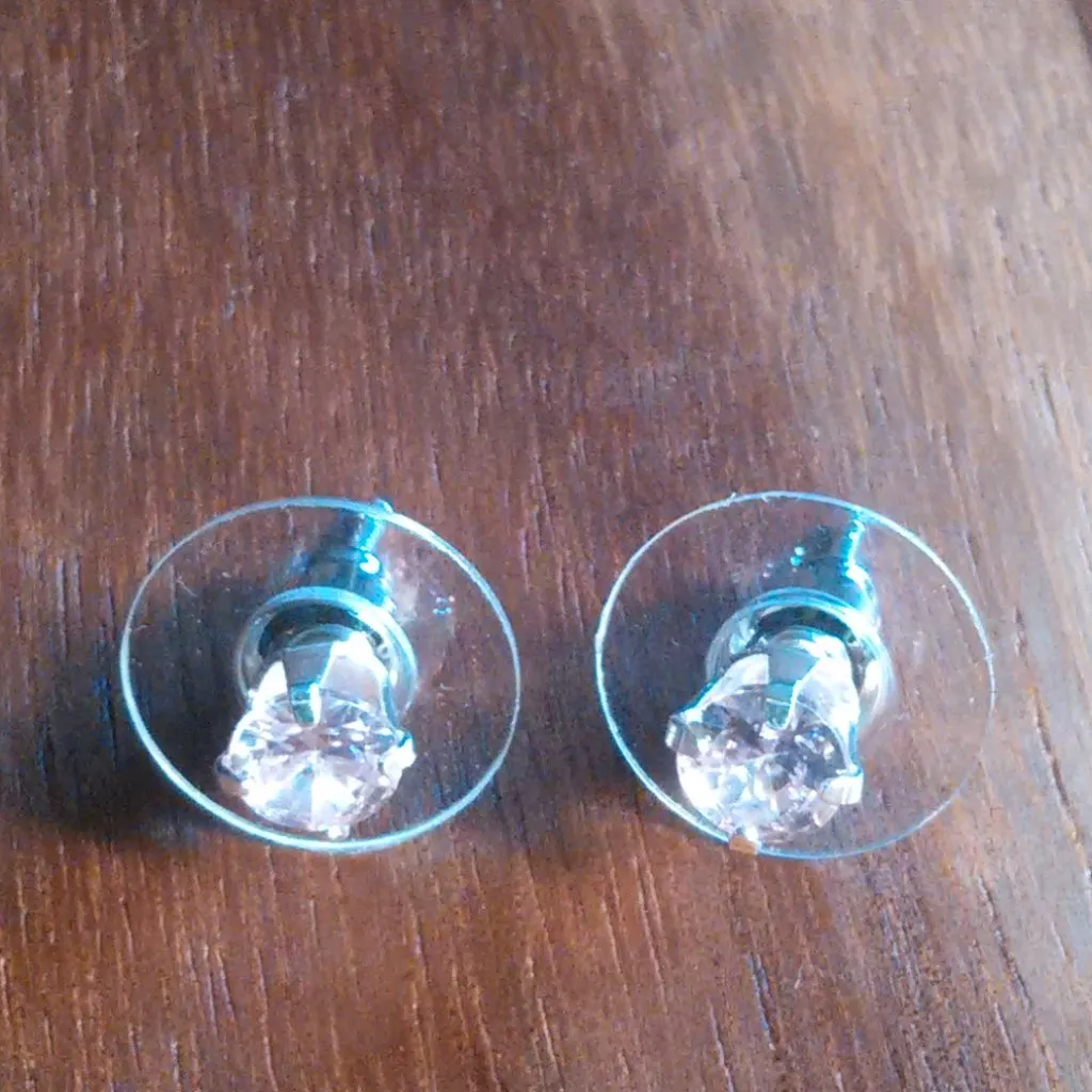 Simulated Pink Diamond Sterling Silver Stud Earrings - Image 3