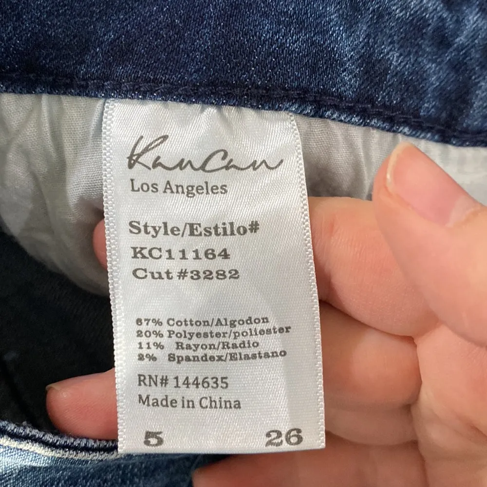 Kancan Crane embroidered dark wash skinny jeans with fringed hem size 26 - Image 10