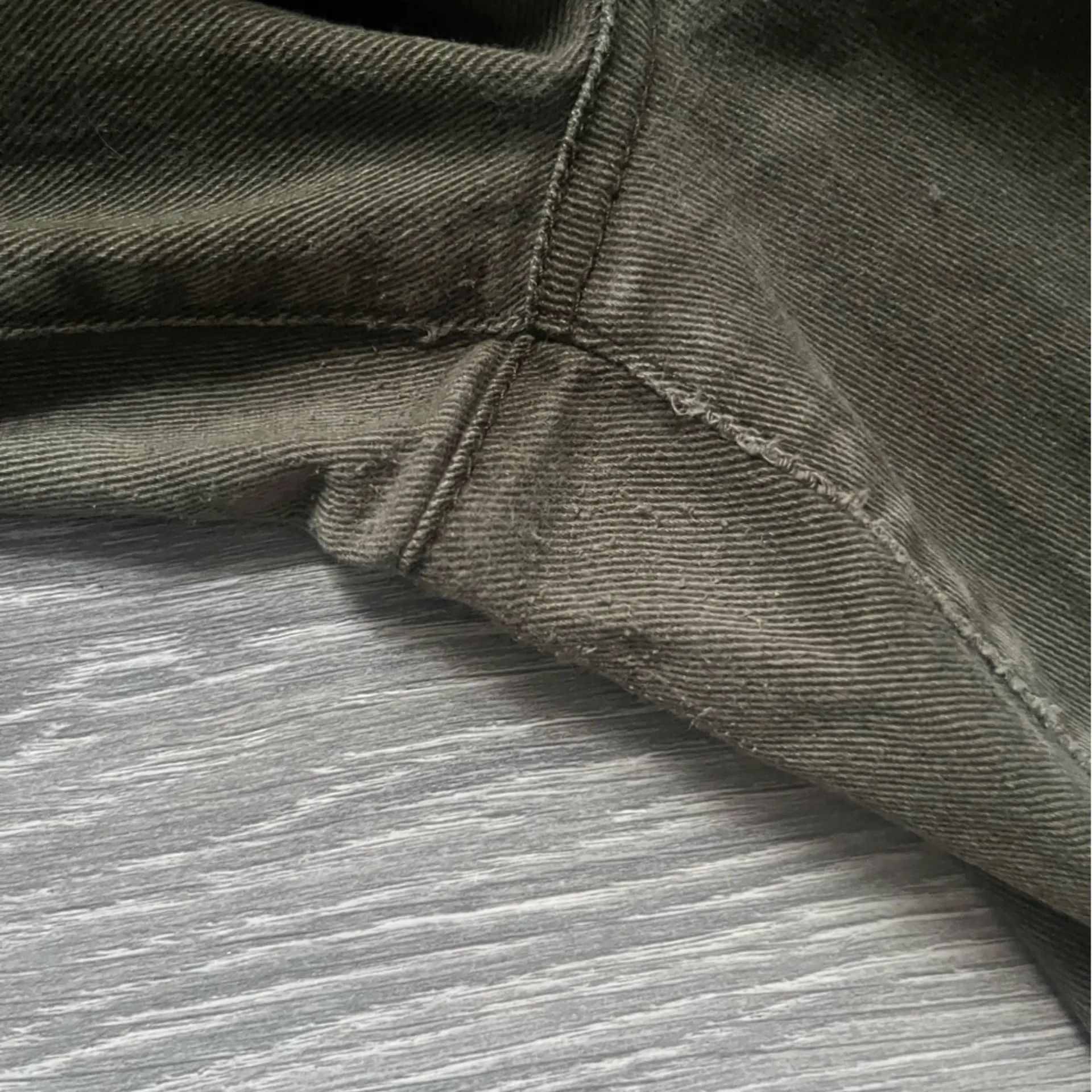 Democracy “Ab”solution Olive Army Green Denim Jeans Raw Hem Size 12 Fall Casual - Image 9