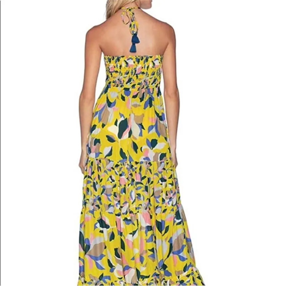 MAAJI Strapless Long Smocked Tiered Maxi Dress Floral Hamilton Bay Print Size M - Image 16
