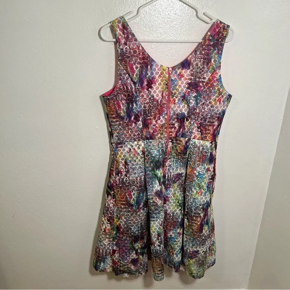 New York & Co Sleeveless Fit & Flare Dress Textured Geometric 10 - Image 6