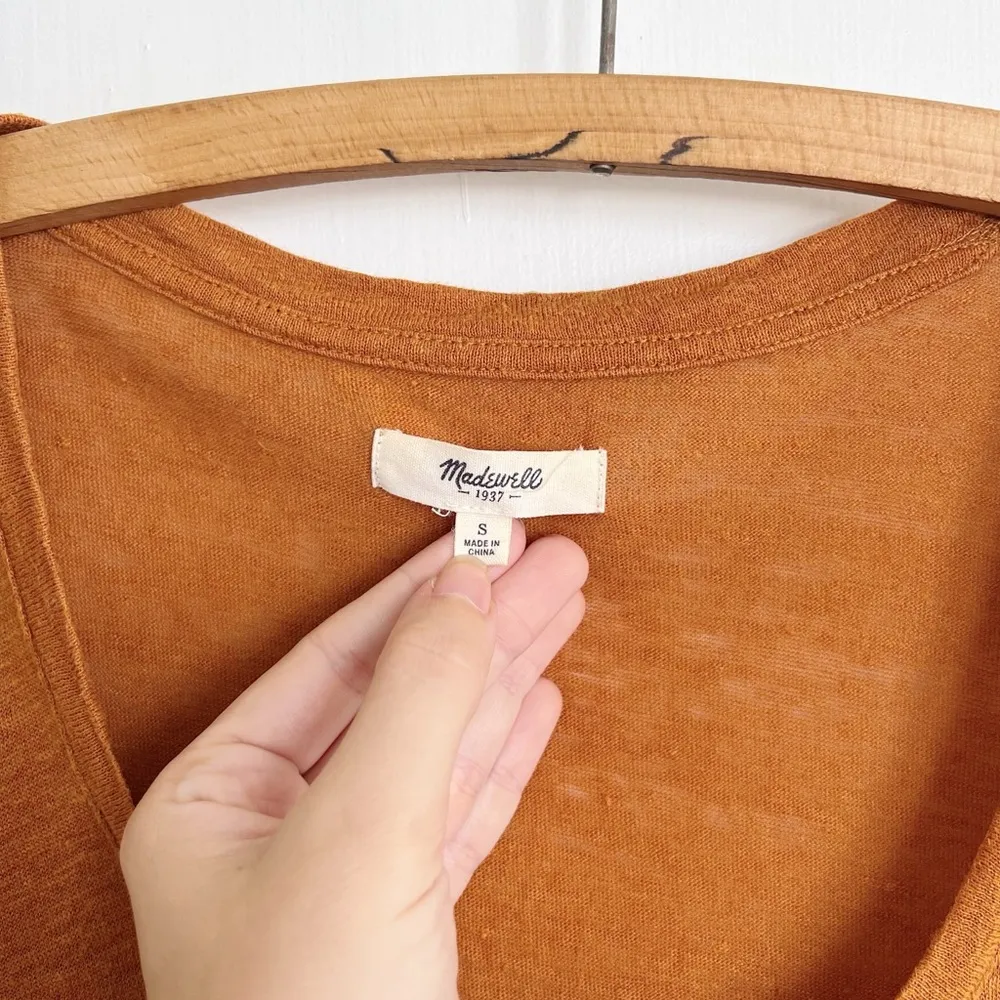 Madewell • Linen Timeoff Tee slub knit pocket drapey loose fit scoop neck - Image 4