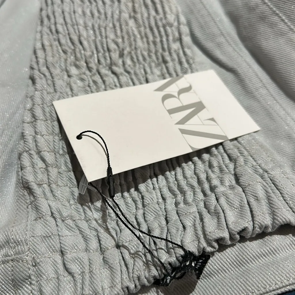 NWT ZARA BLOGGERS FAV DENIM SHINY CORSET TOP SMALL - Image 7