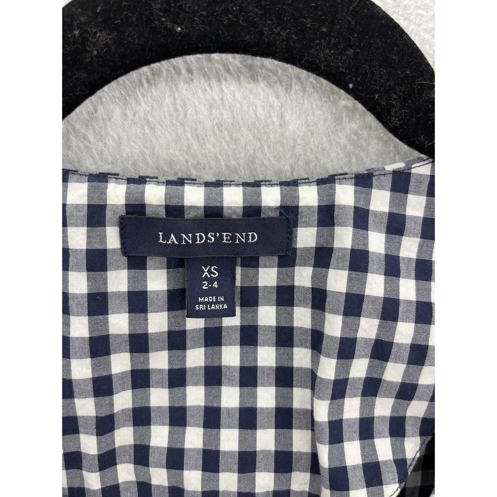 Lands' End Women's Blouse Gingham Check Size XS Blue White Size Small - Image 10