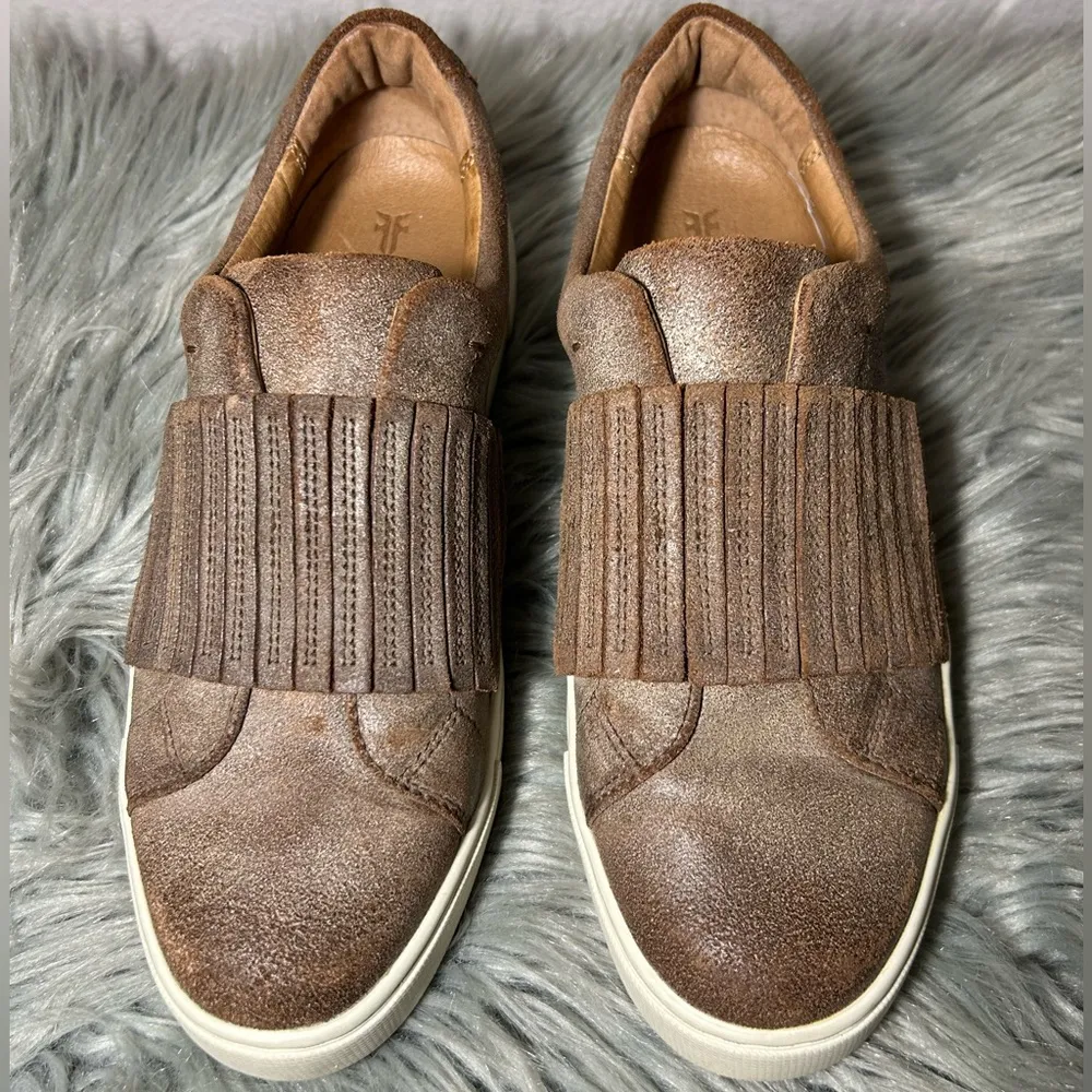 FRYE Ivy Gore Distressed Leather Slip-On Sneakers Brown Size 8.5 - Image 3