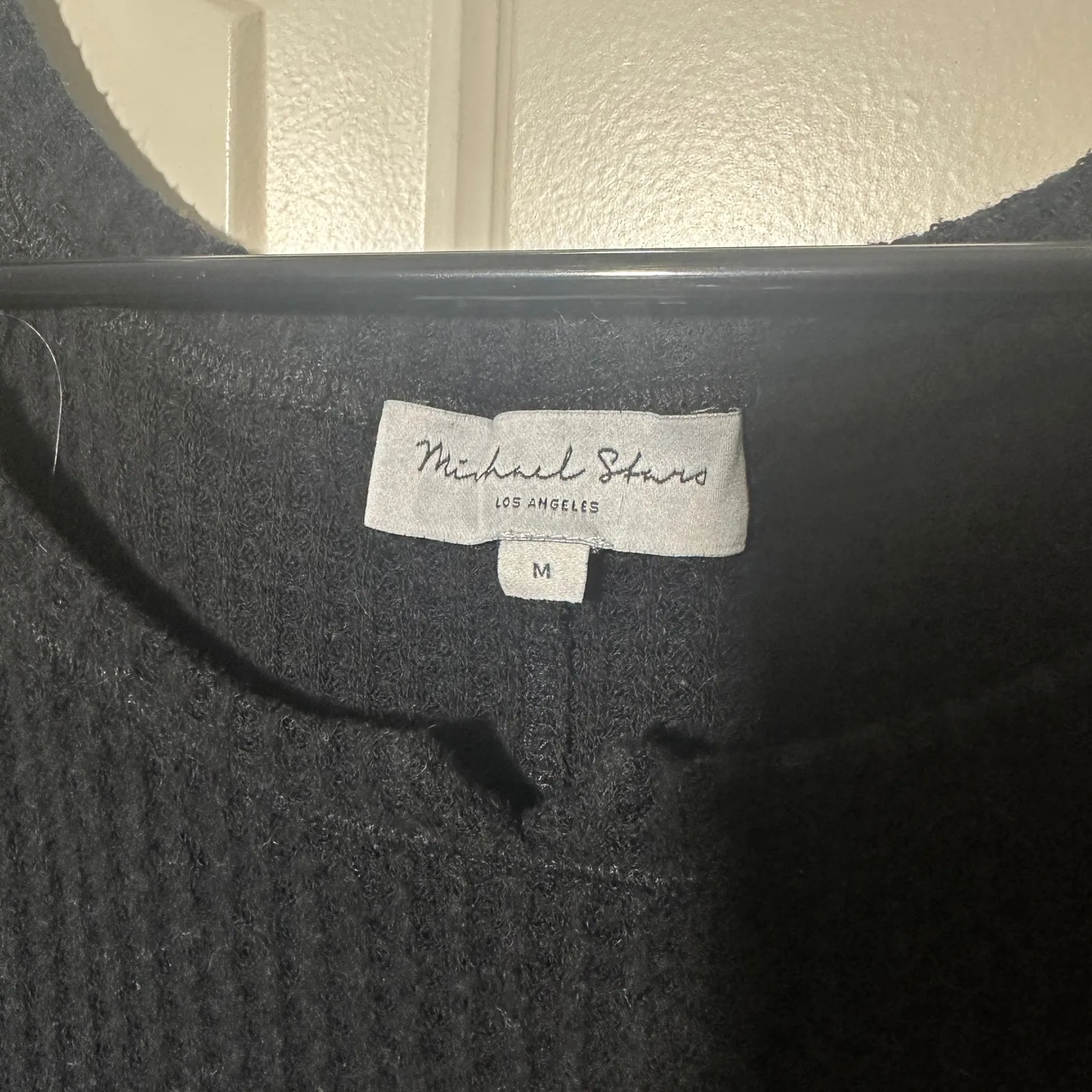 Michael Stars LA Black Thermal Waffle Knit Long Sleeve Top Oversized Medium - Image 2