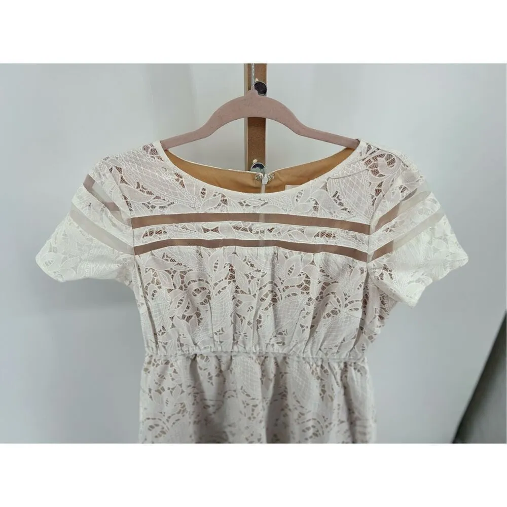 Motherhood Maternity white lace short pleated dress size small - Image 12