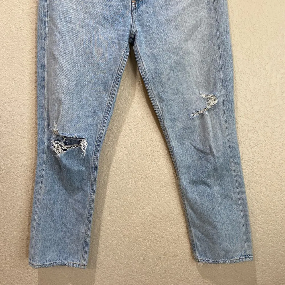 AGOLDE High Rise Straight Crop Jeans in Shatter Light Wash Size 26 Distressed - Image 6