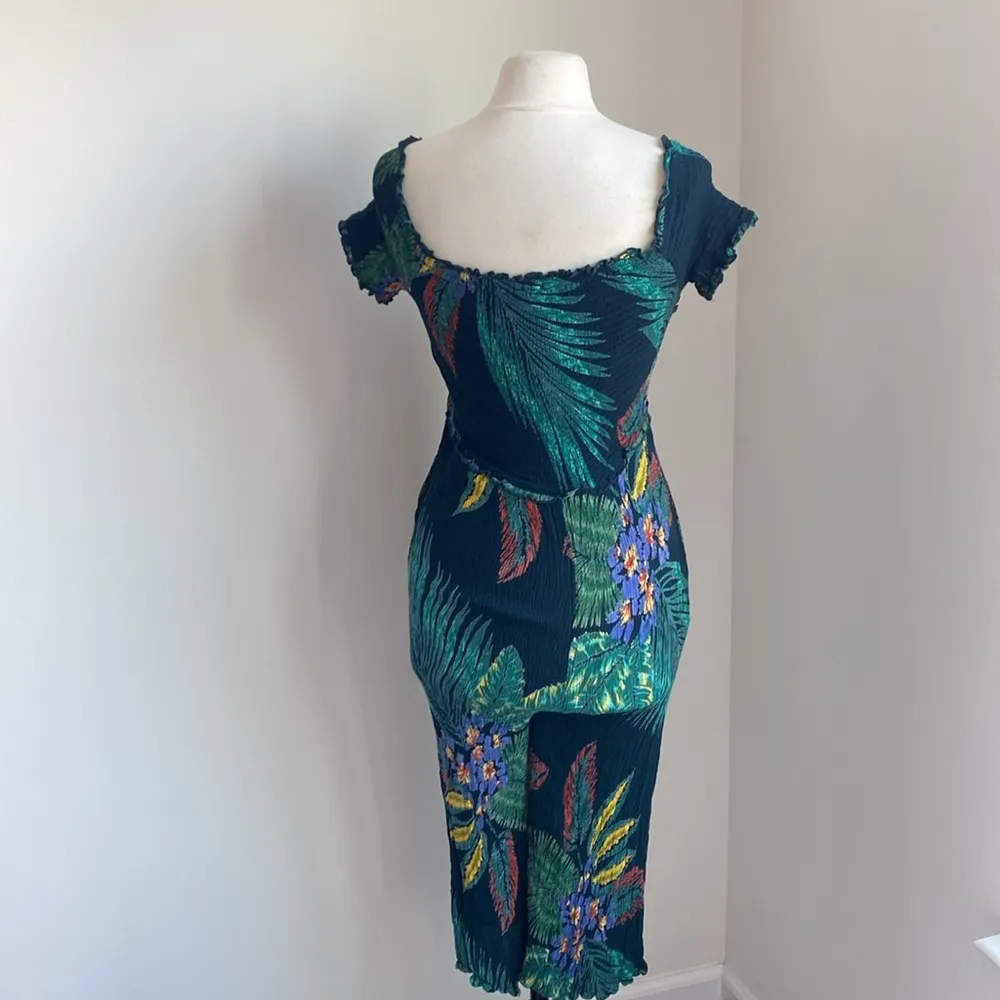 PATRONS OF PEACE Jumpsuit Romper Womens Sz Medium Green Tropical Leaf Print Vaca - Image 6