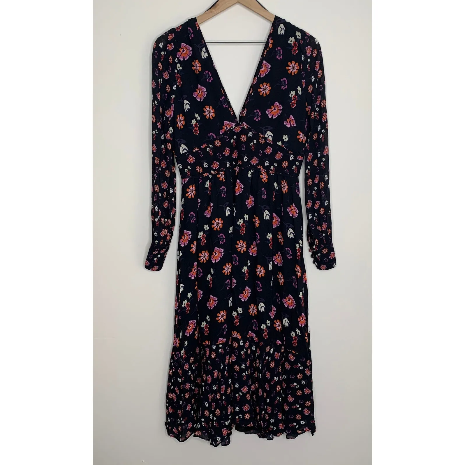 La Maison Talulah Pink Floral Long Sleeve Maxi Dress Medium Feminine Blue - Image 4