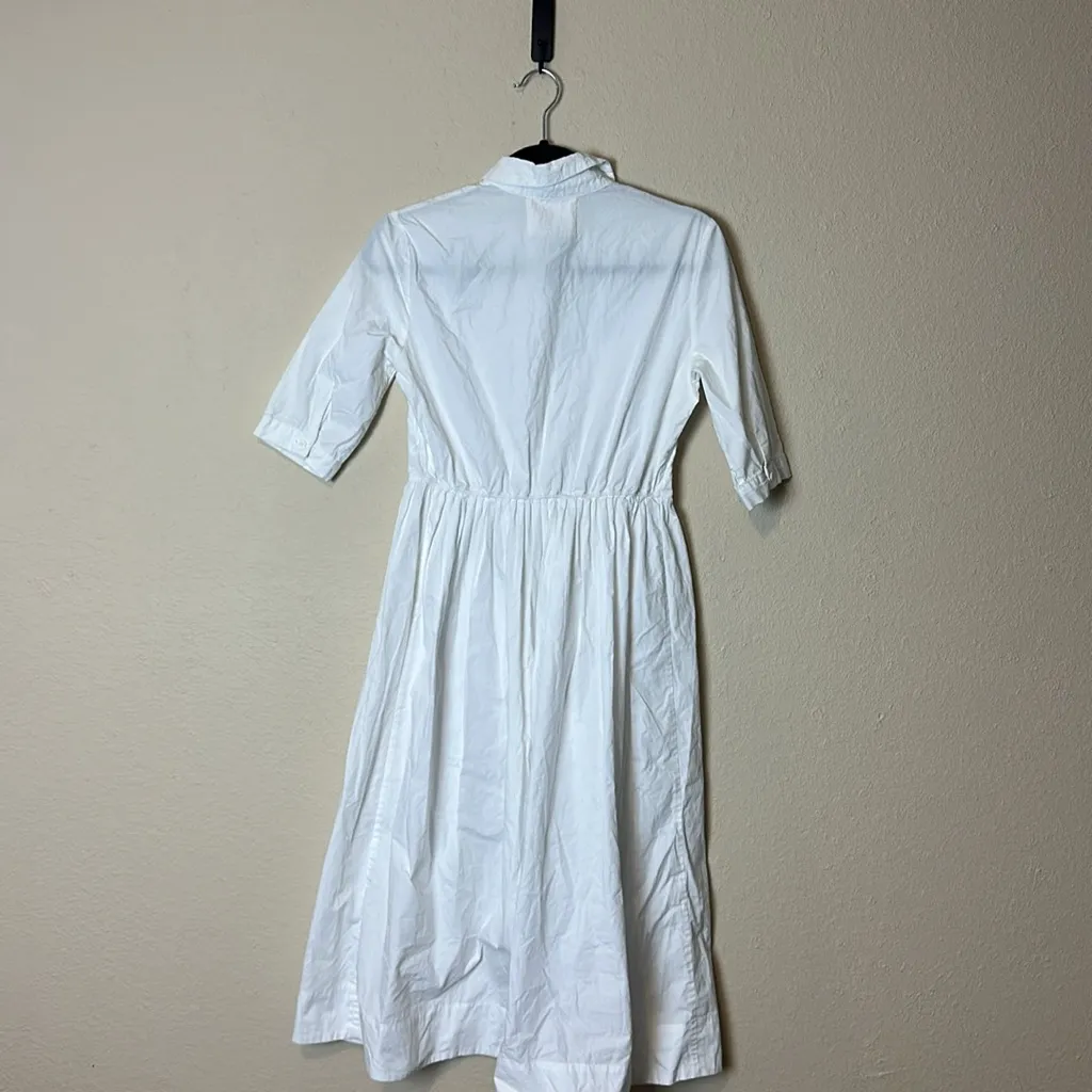 Anthropologie O by Organic white cotton embroidered shirt dress Size small‎ - Image 6
