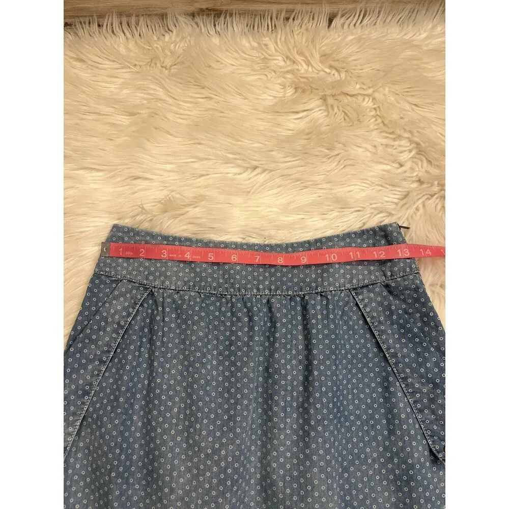 Anthropologie Holding Horses denim chambray dot print skirt 4 - Image 5