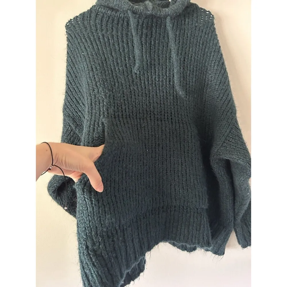 Zara Knit Sweater Hoodie Relaxed Oversized Wool Blend Cozy Size Small - Image 4